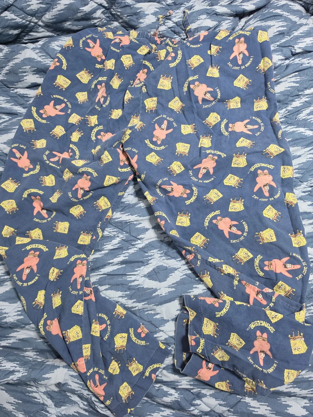 Nickelodeon SpongeBob & Patrick Pajama Pants - Blue with Pink & Yellow Print